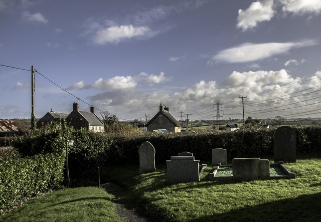 St Paul’s churchyard and the hamlet of Broadoak, Dorset, photographed in November 2017